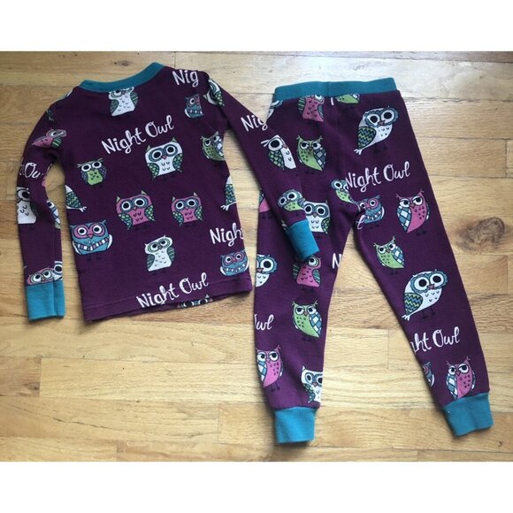 Lazy One 2T Owl Waffle Thermal 2 Piece Pajamas - Picture 4 of 4